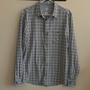 Flag & Anthem Men's Light Blue/White Check Made Flex M Tall Stretch Plaid Shirt